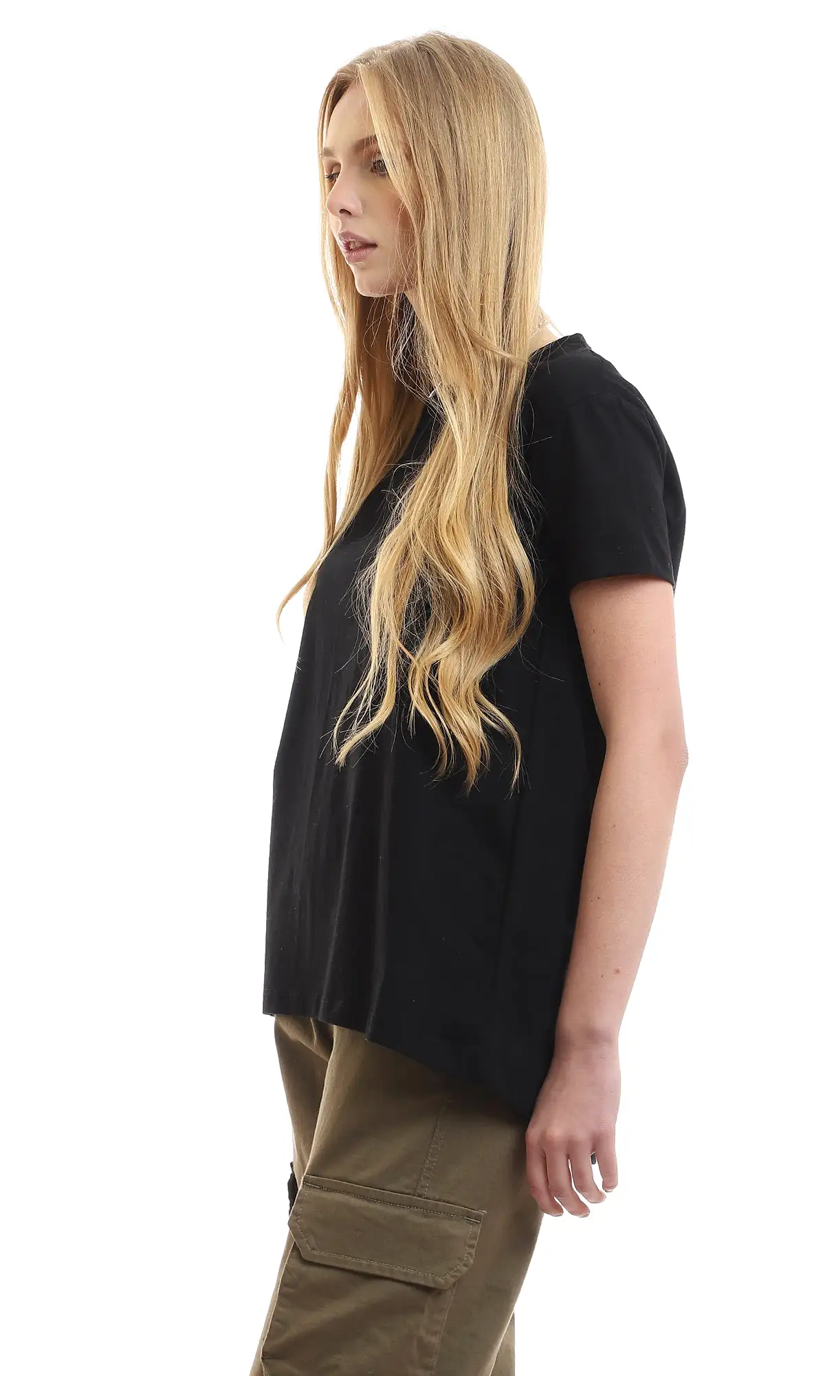 97257 Basic Round Short Sleeves Black Tee