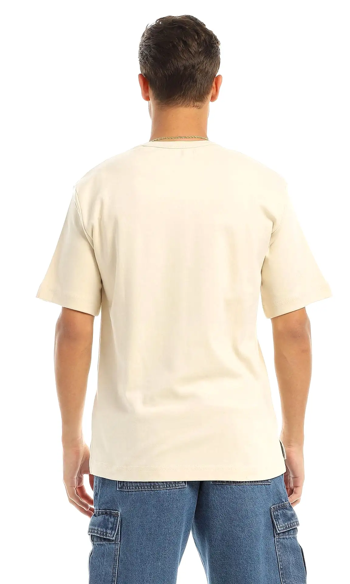 97709 Short Sleeves Basic Patched Pocket Light Beige T-Shirt