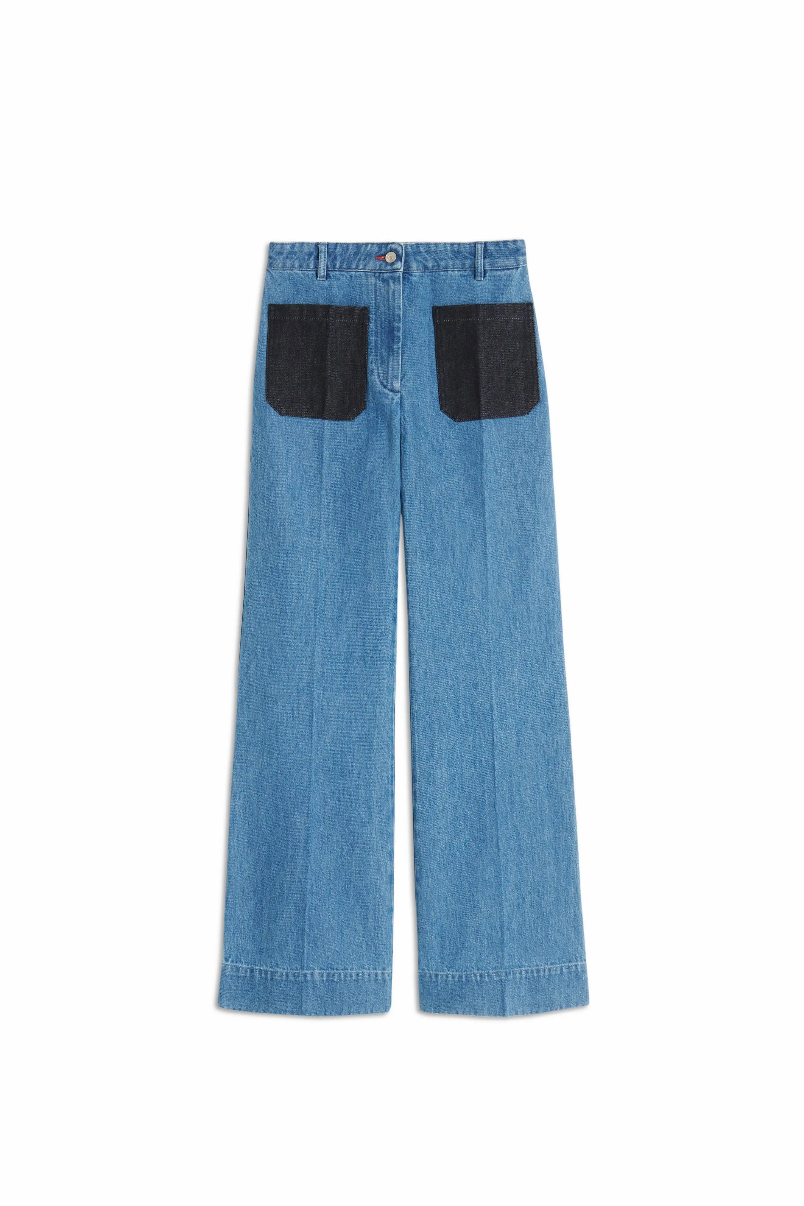 Alina High Waisted Patch Pocket Jean In 70s Wash