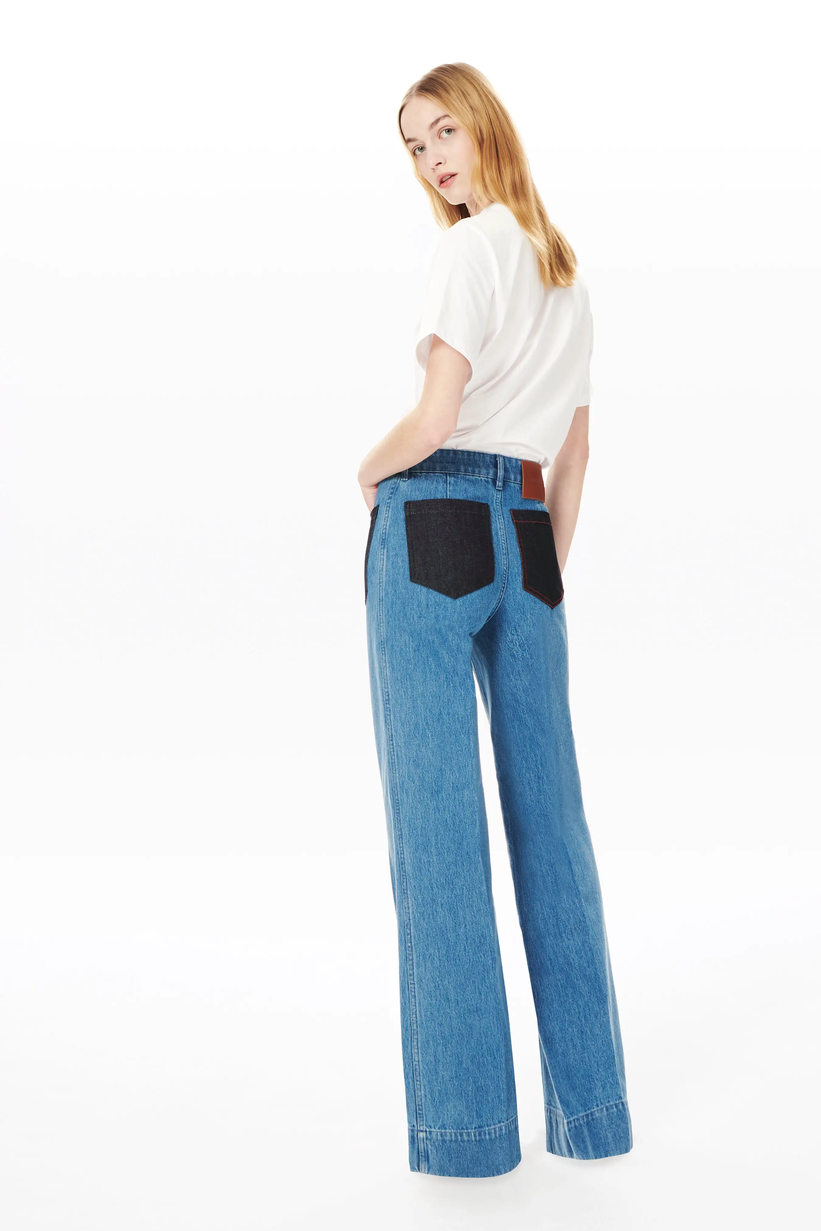 Alina High Waisted Patch Pocket Jean In 70s Wash