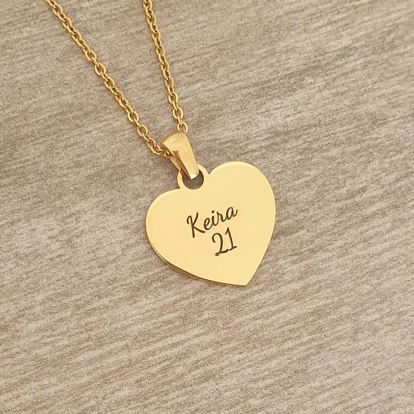 Amore Personalized Necklace, Gold Stainless Steel, Size: 20mm on 45cm chain (READY IN 3 DAYS!)