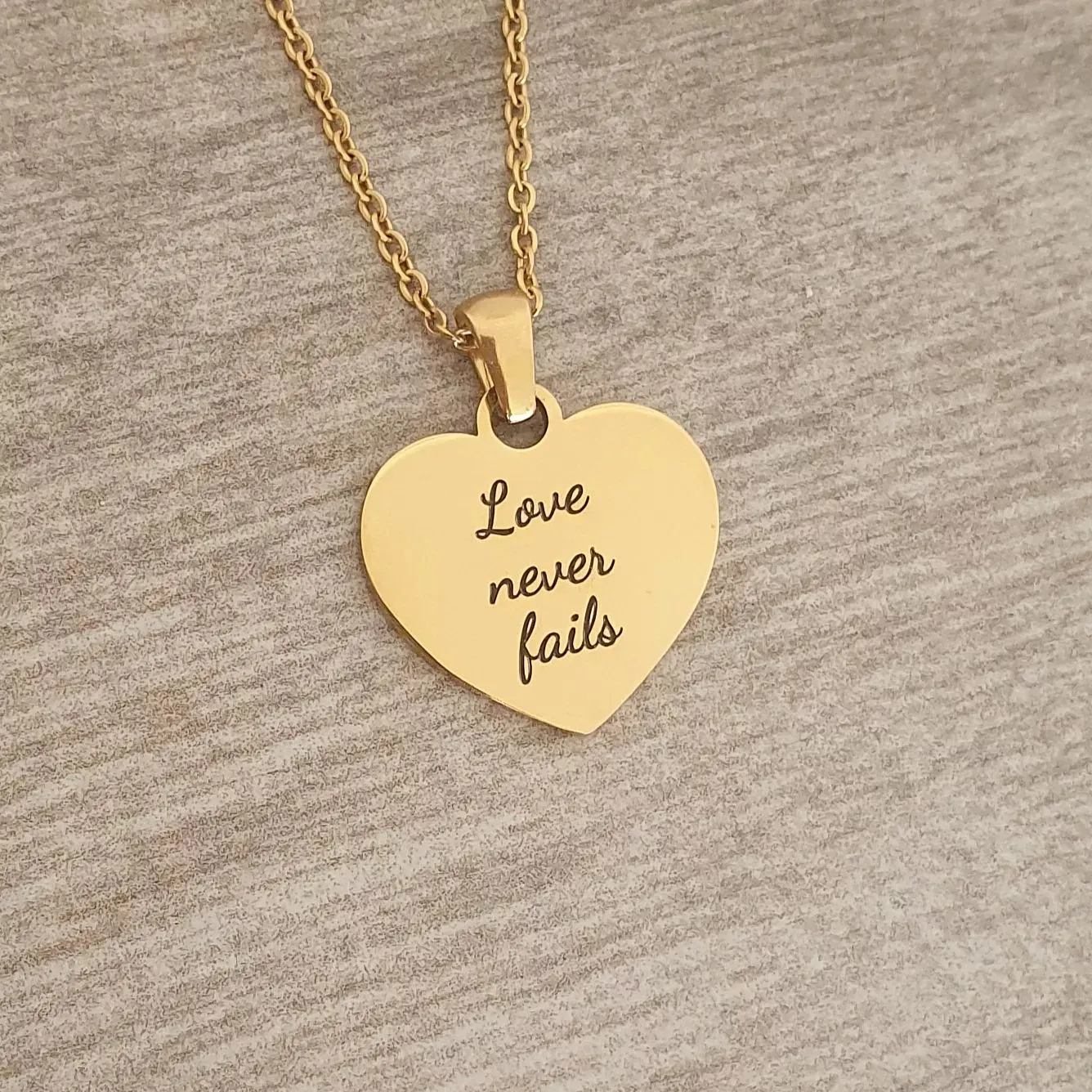 Amore Personalized Necklace, Gold Stainless Steel, Size: 20mm on 45cm chain (READY IN 3 DAYS!)