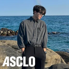 ASCLO  |Unisex Street Style Long Sleeves Plain Cotton Oversized