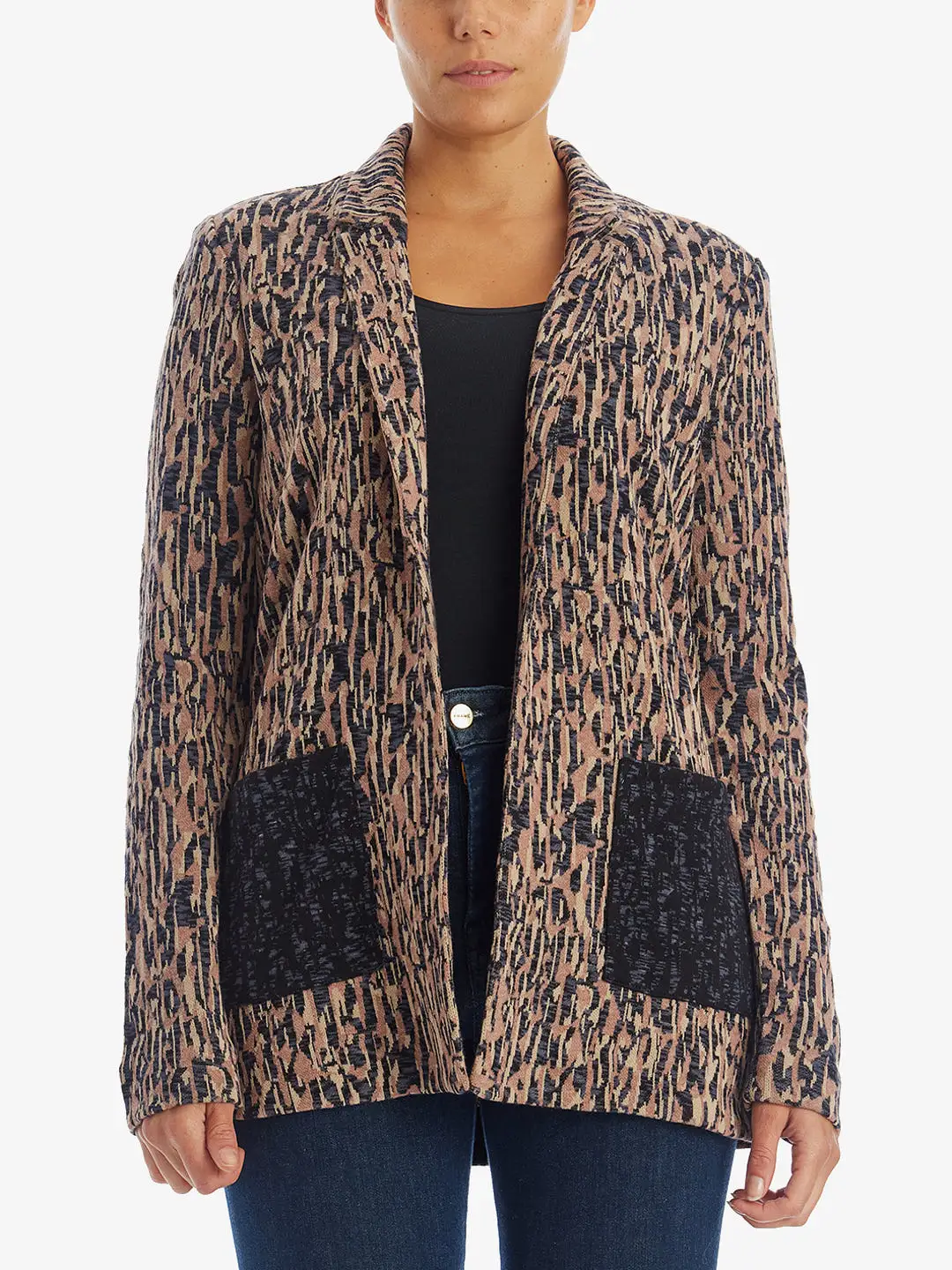 Bark Mix Print Patch Pocket Blazer