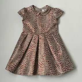 Bonpoint Metallic Leopard Print Dress With Collar: 8 Years