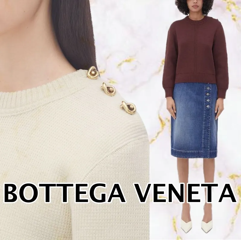 BOTTEGA VENETA  |Casual Style Long Sleeves Elegant Style V-neck & Crew neck