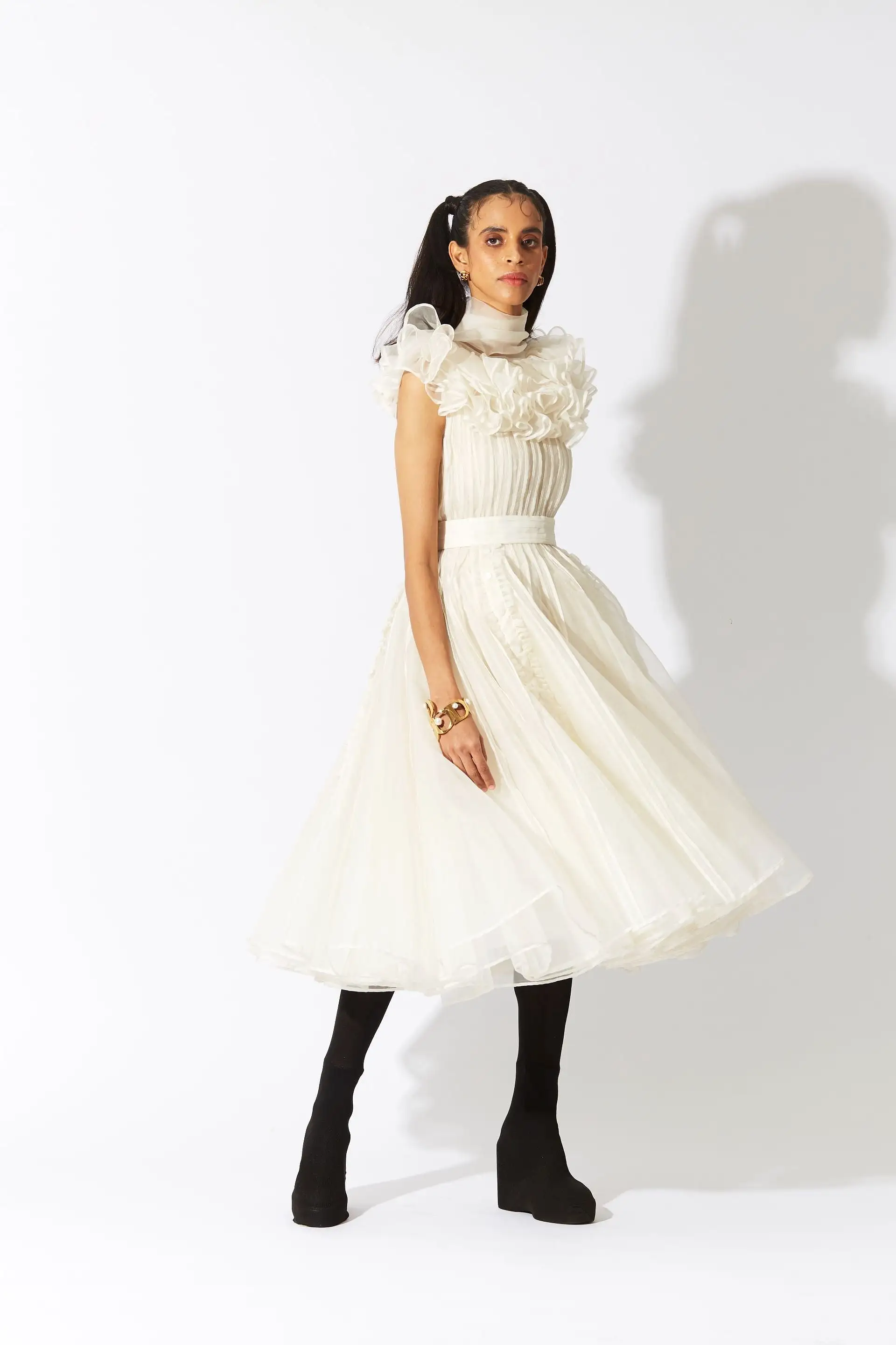 BOTTLEBRUSH ORGANZA DRESS IVORY