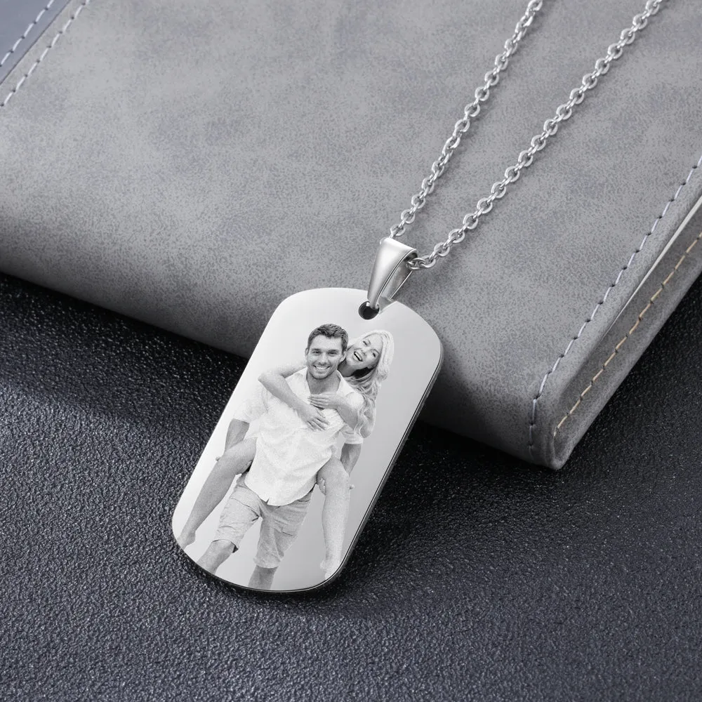 CNE105274 - Personalized Men's Photo Dog Tag Necklace, Stainless Steel