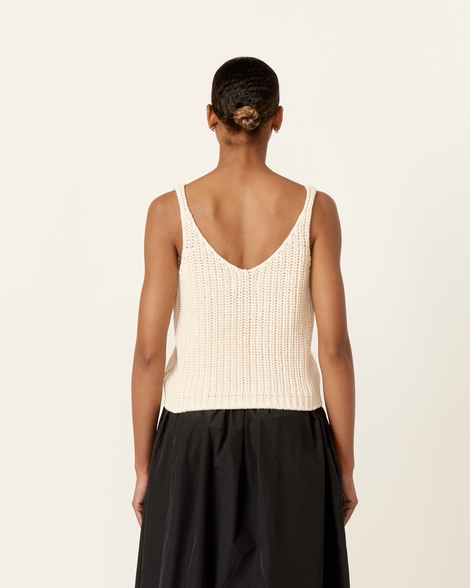 Cotton Blend Knit Tank in Cream