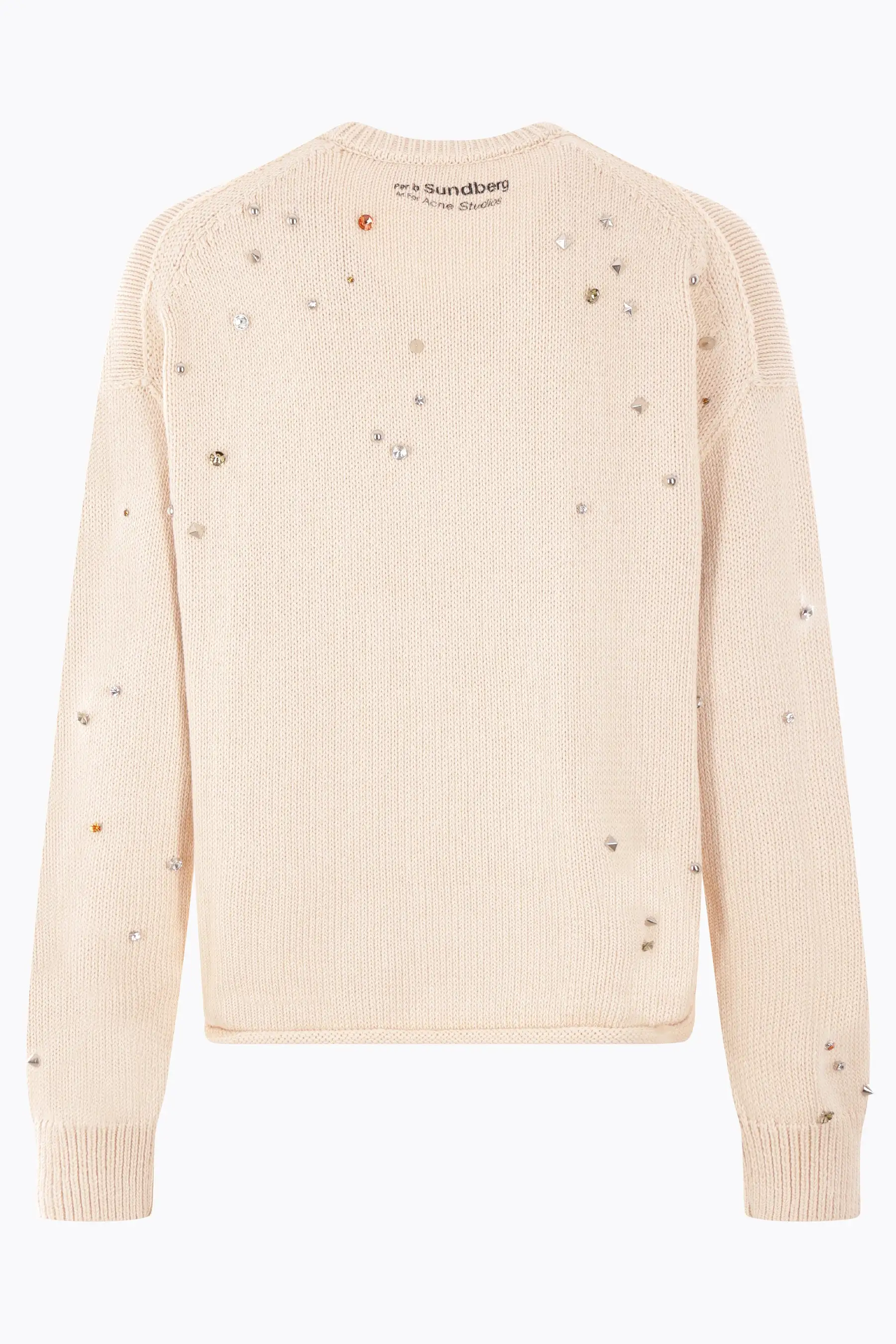 cotton blend pullover with patch animation and studs