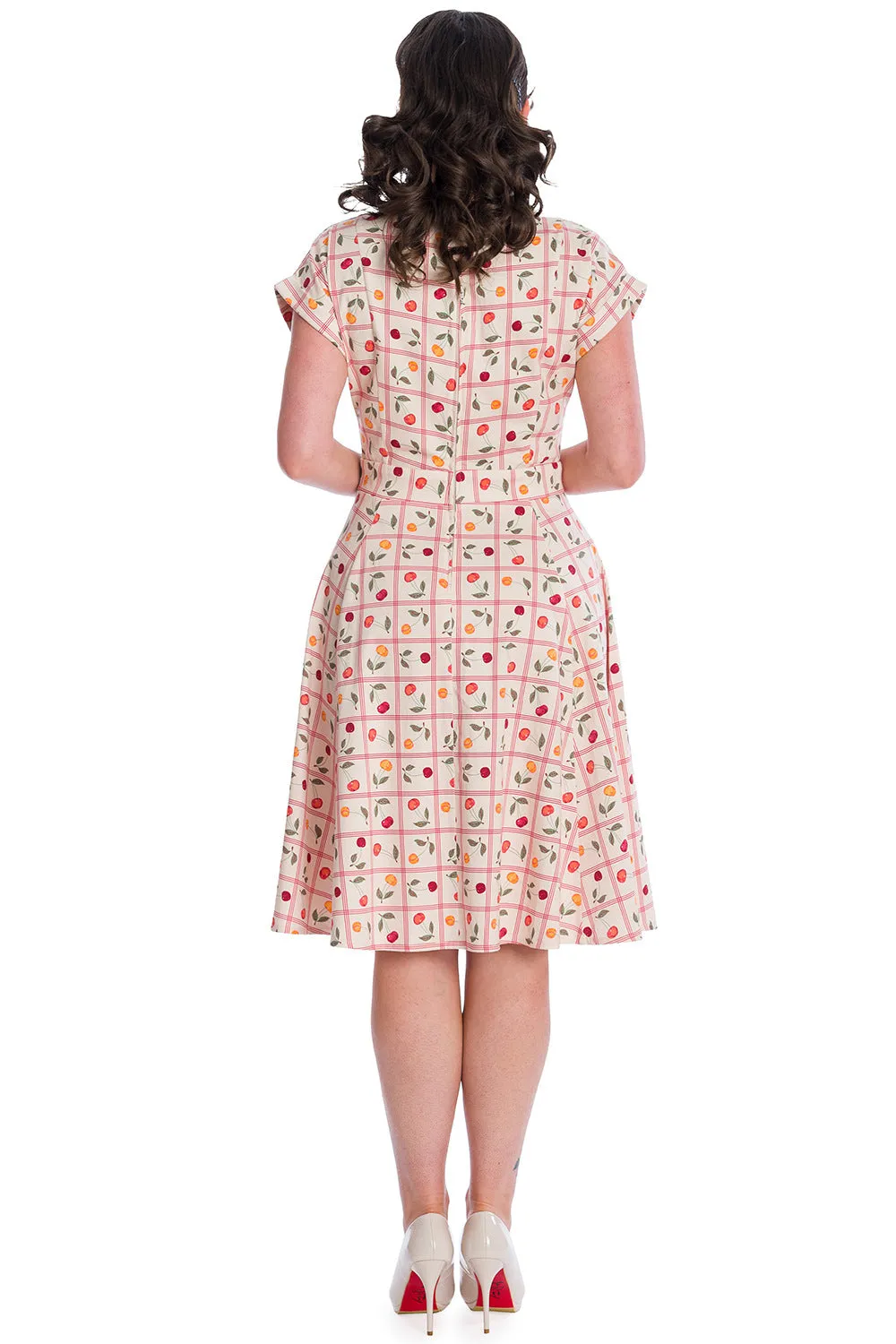 COUNTRY CHERRY FIT & FLARE COLLAR DRESS