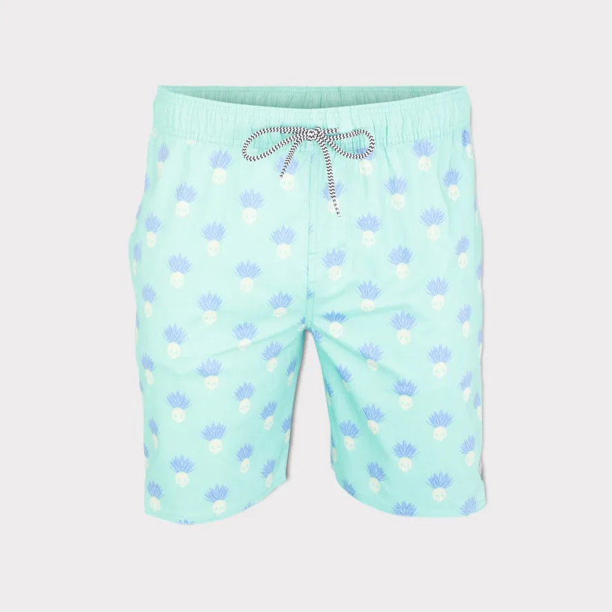 Cousin Skully Stretch Shorts Aqua