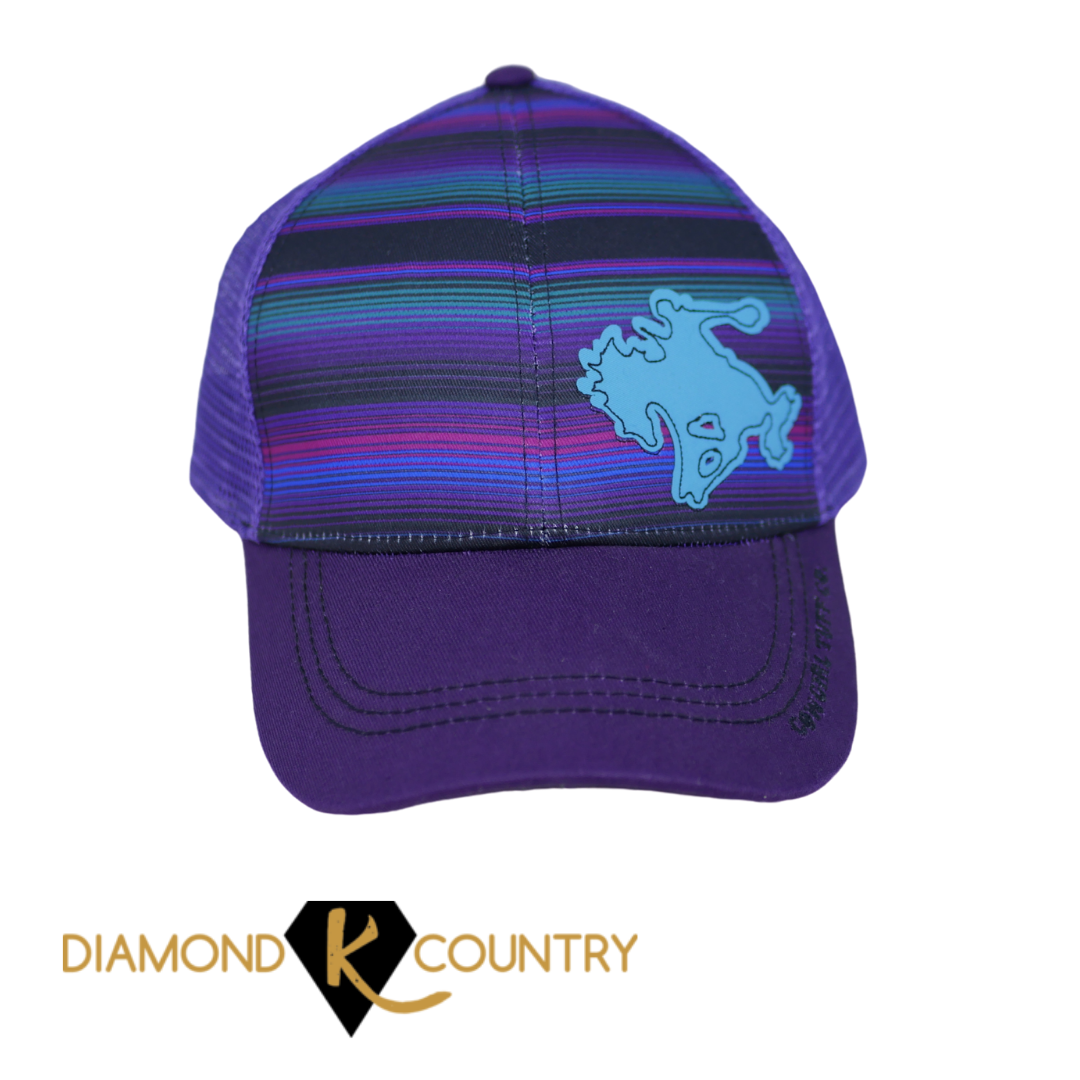 Cowgirl Tuff - Purple Serape Trucker Cap With Buckin' Horse Patch