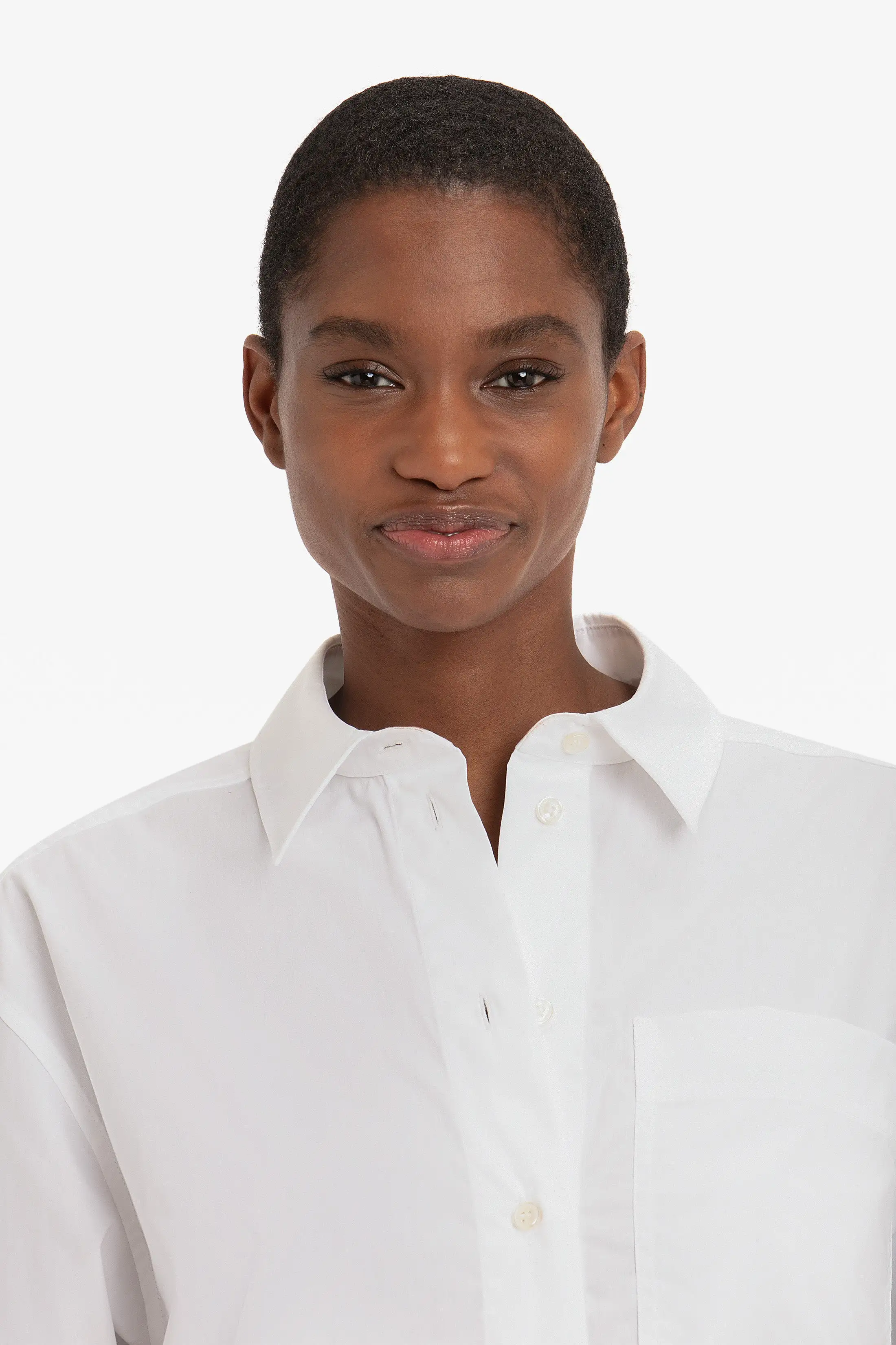 Cropped Patch Pocket Shirt In White