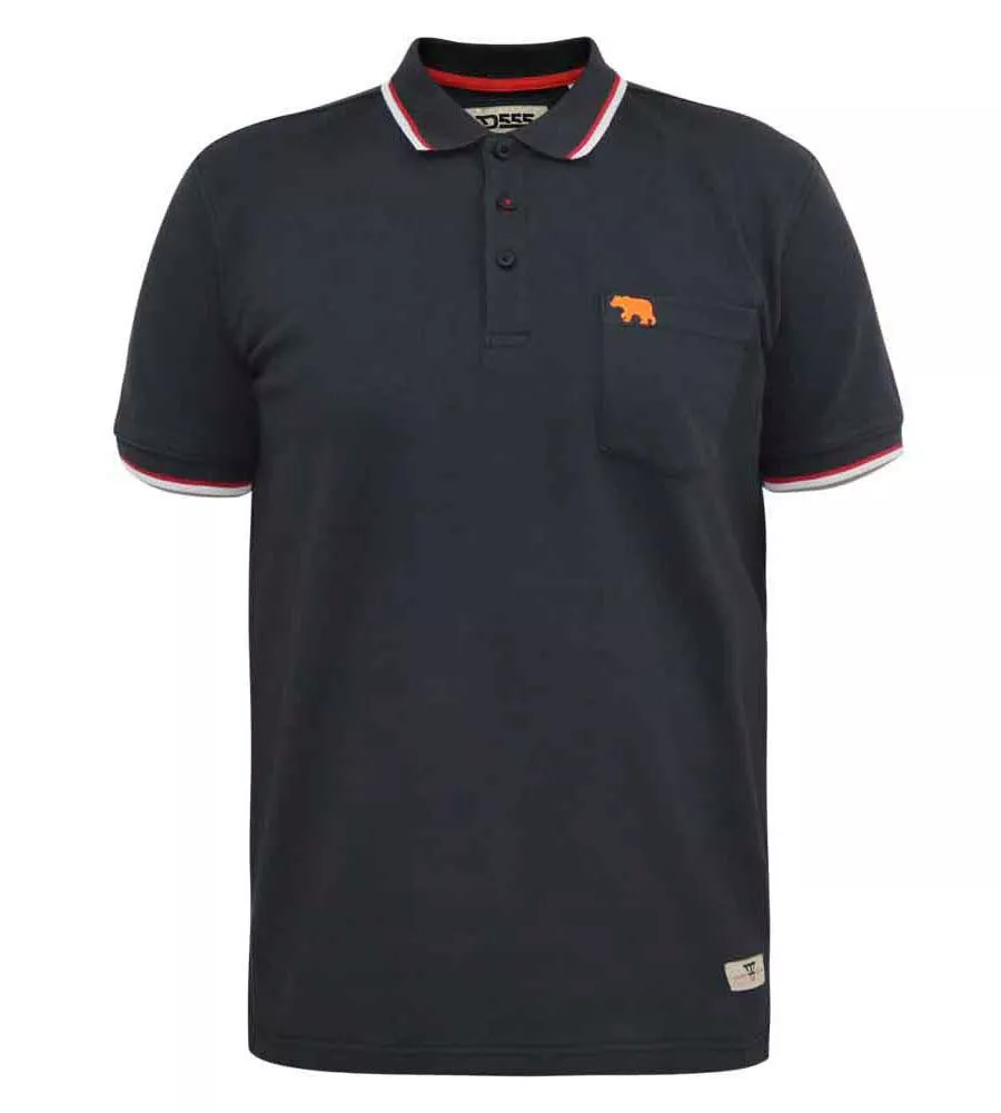 D555 Big Mens Pique Polo With Two Colour Tipping and Patch Pocket (KIRBY)