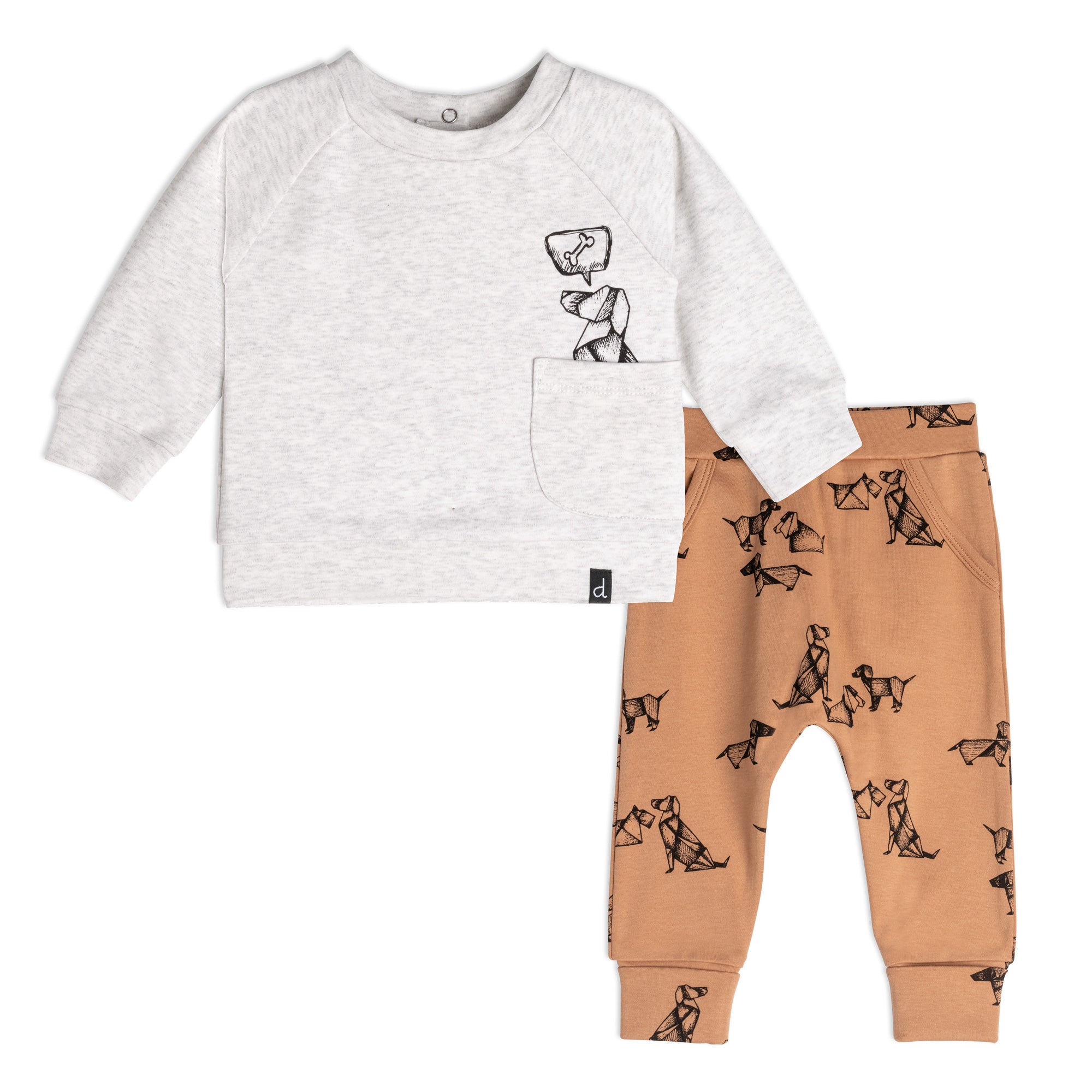 Deux Par Deux Baby Organic Cotton Top & Pant Set _Cream E20C11-193