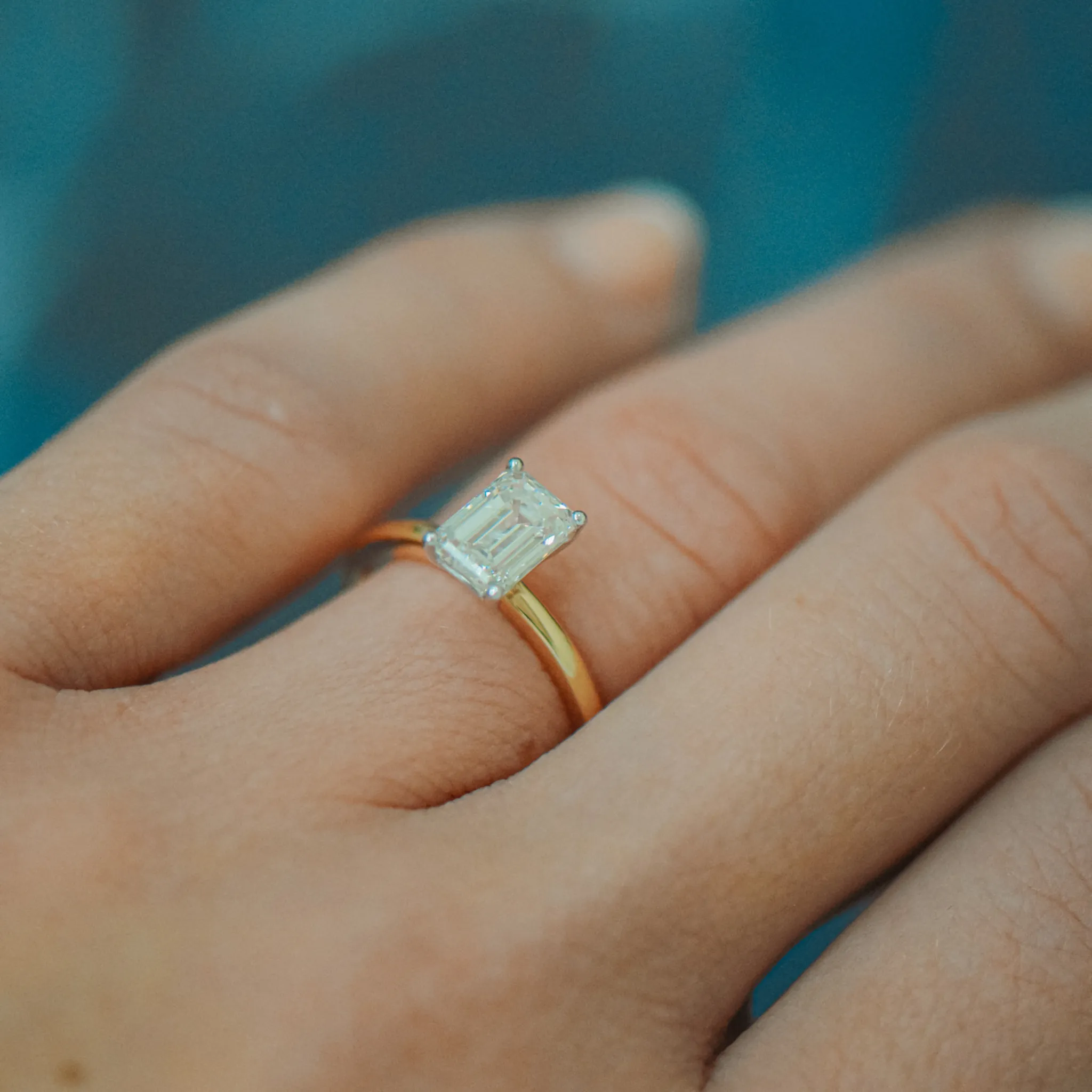 Edith | Emerald Cut Solitaire Diamond Engagement Ring