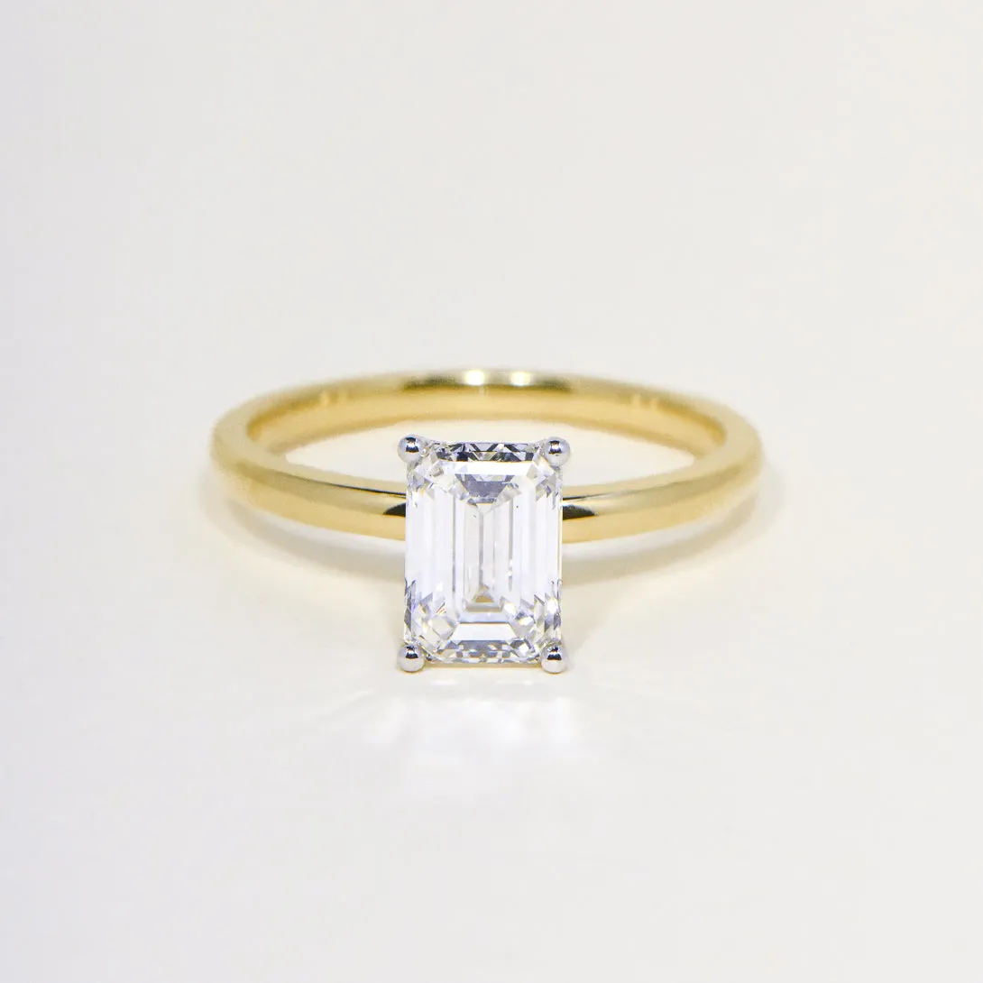 Edith | Emerald Cut Solitaire Diamond Engagement Ring