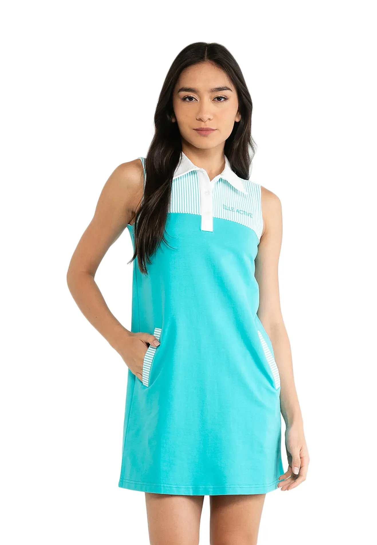 ELLE Active Sleeveless Striped Collar Dress