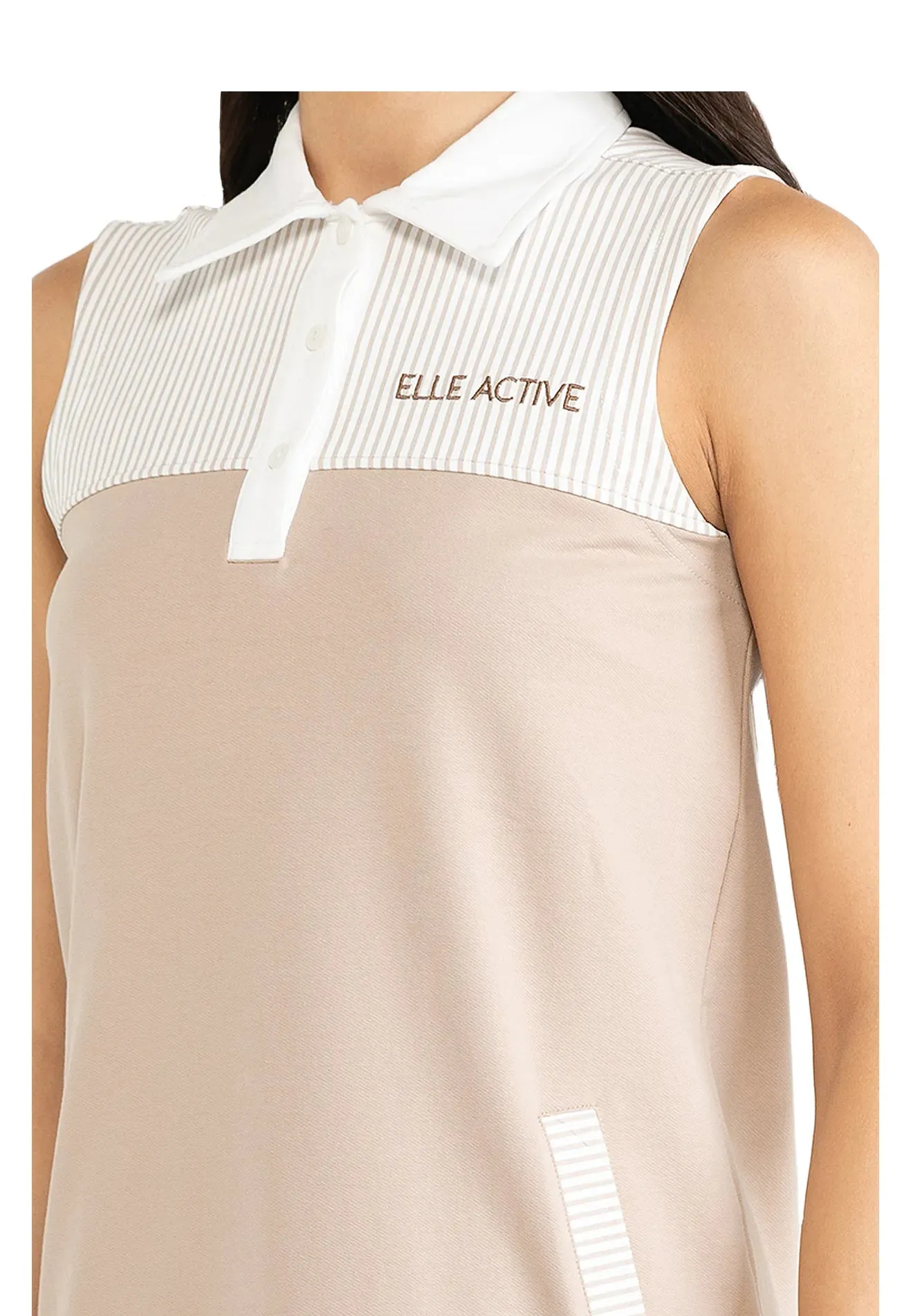 ELLE Active Sleeveless Striped Collar Dress