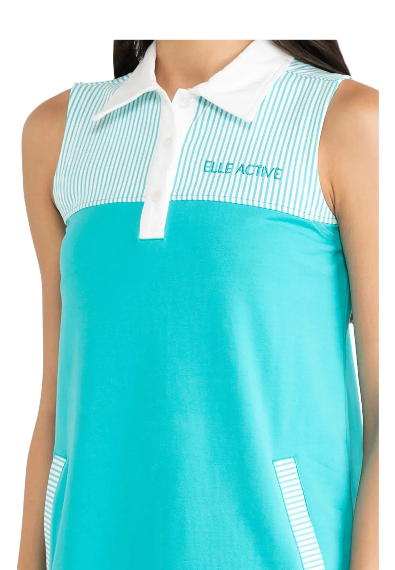 ELLE Active Sleeveless Striped Collar Dress