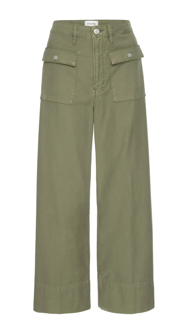 Frame 70's Patch Pocket Crop Straight, Washed Summer Sage