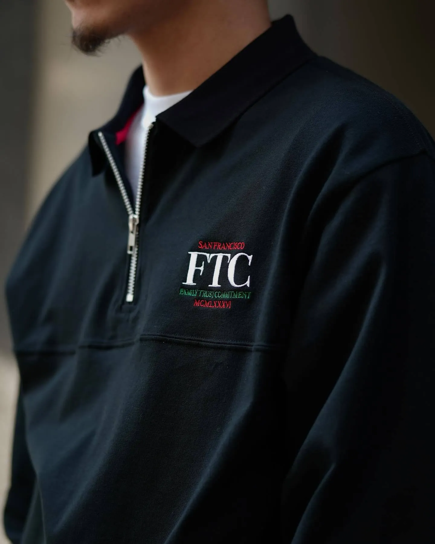 FTC  |Unisex Street Style Long Sleeves Logo Skater Style Polos