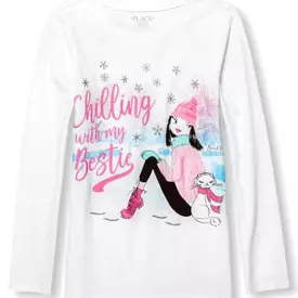 Girls long sleeve white cotton top