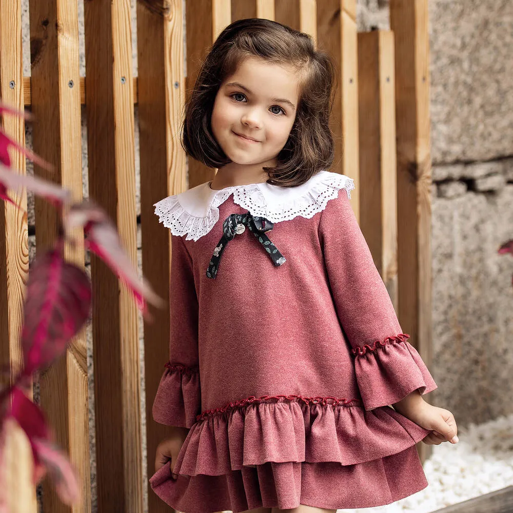 Girls Pink Collar Dress