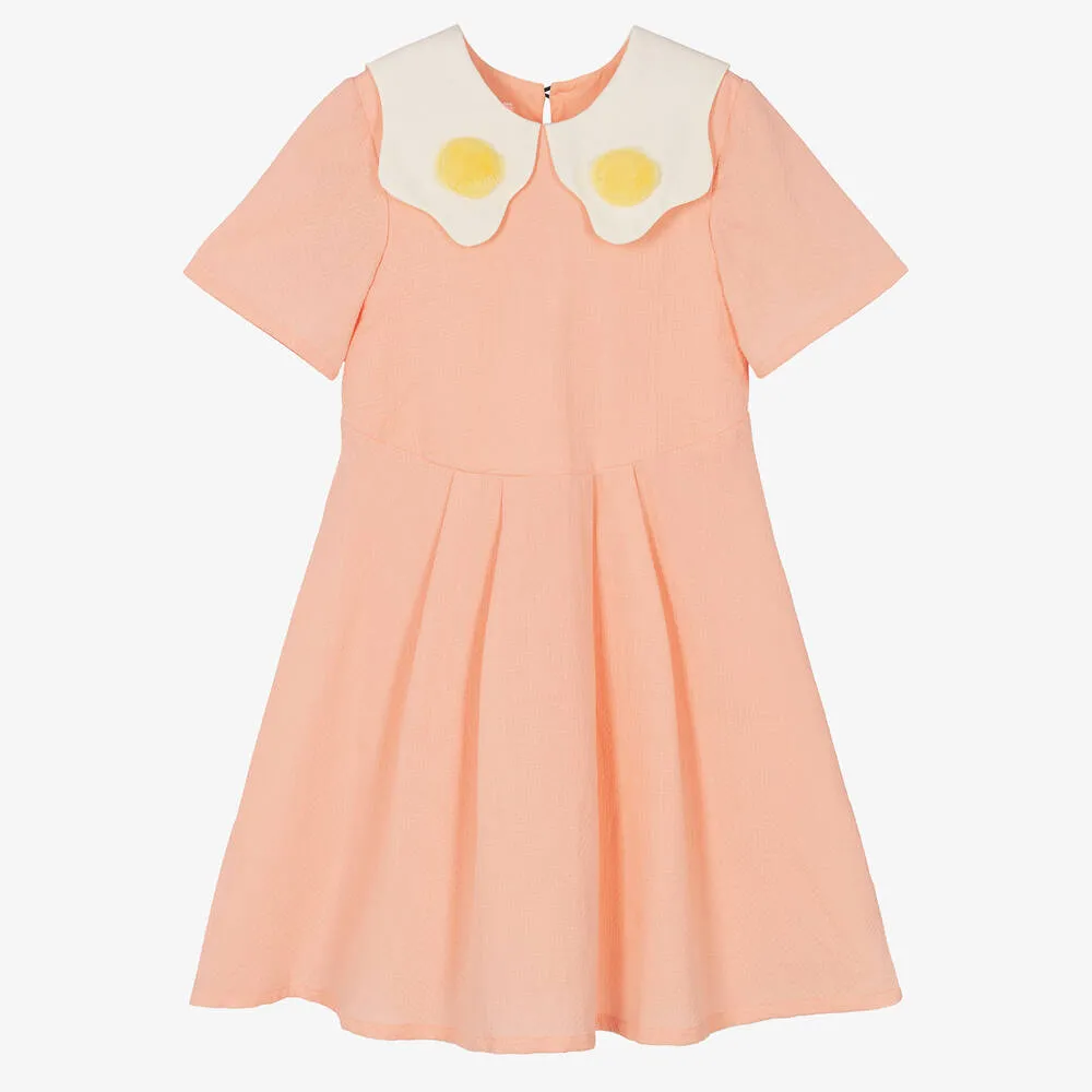 Girls Pink Egg Collar Dress