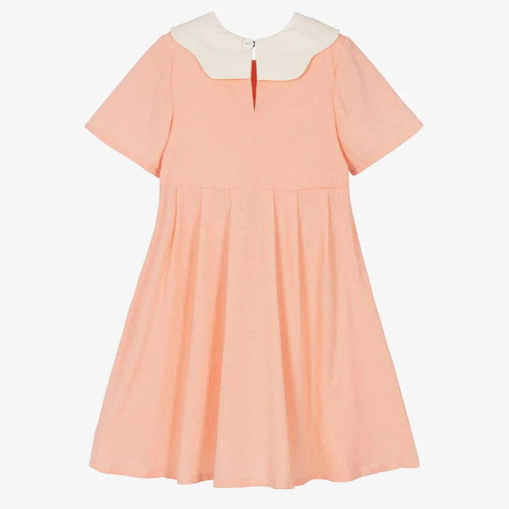 Girls Pink Egg Collar Dress