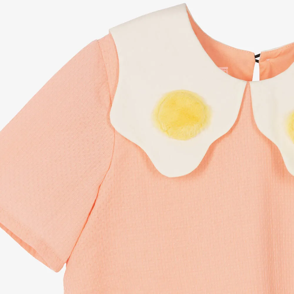 Girls Pink Egg Collar Dress