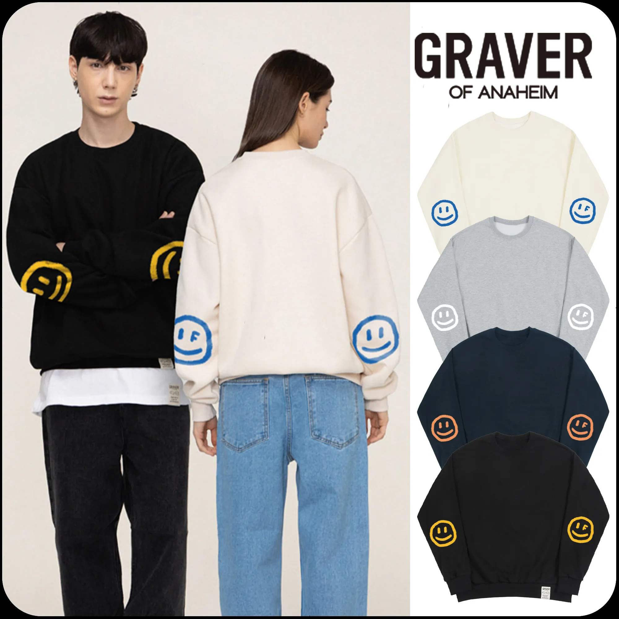 GRAVER  |[GRAVER]★ELBOW SPRAY DOT SMILE SWEATSHIRT