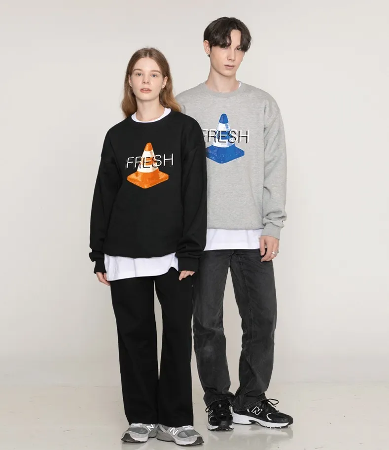 GRAVER  |Unisex Street Style U-Neck Long Sleeves Logo Sweatshirts