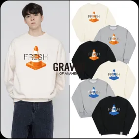 GRAVER  |Unisex Street Style U-Neck Long Sleeves Logo Sweatshirts