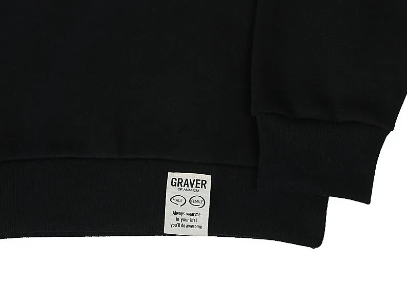 GRAVER  |Unisex Street Style U-Neck Long Sleeves Logo Sweatshirts