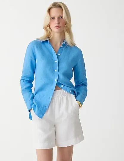 J Crew  |Casual Style Linen Long Sleeves Plain Office Style