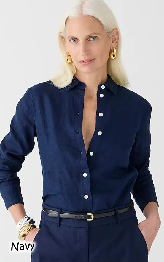 J Crew  |Casual Style Linen Long Sleeves Plain Office Style