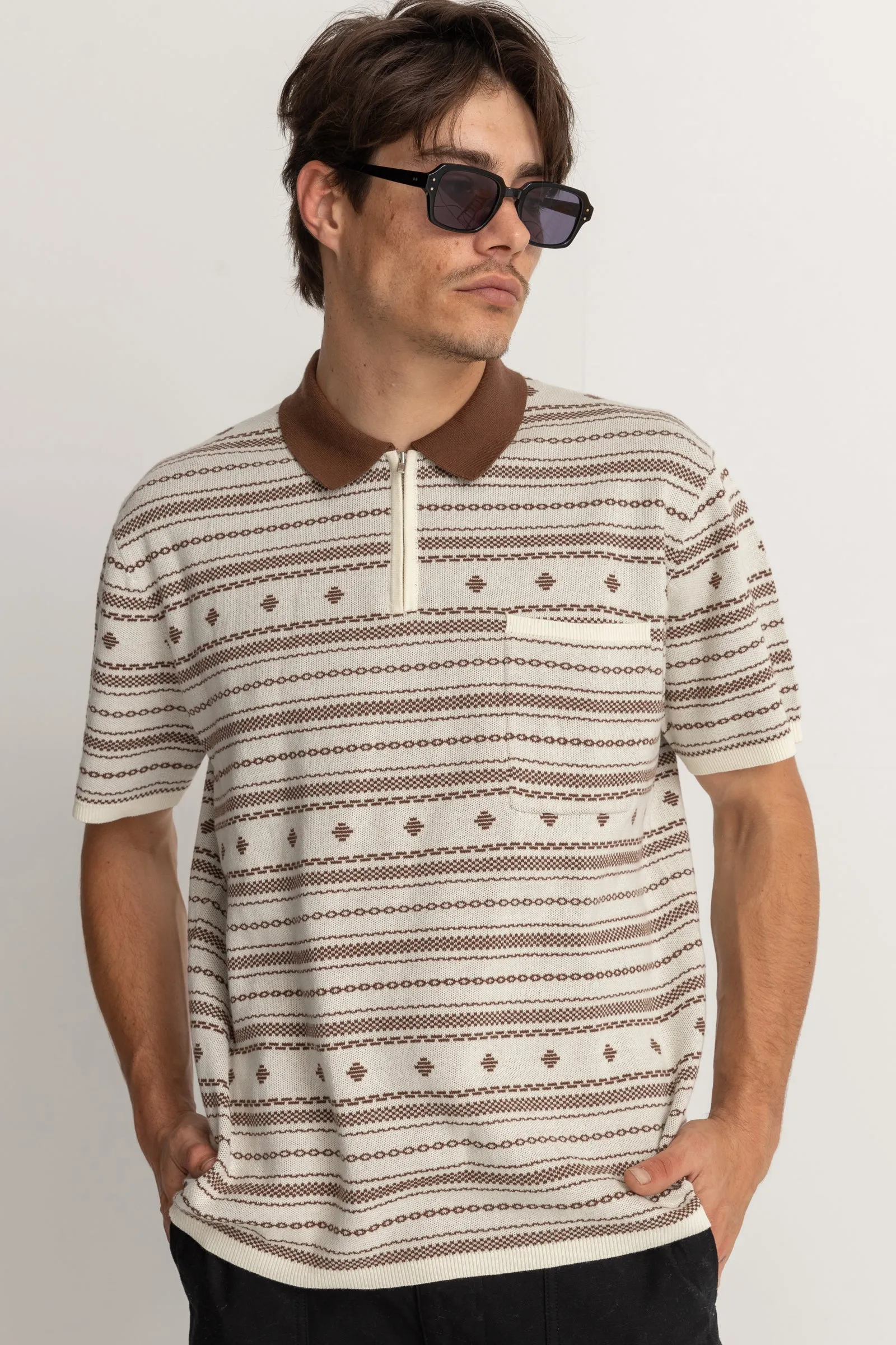 Jacquard Ss Polo Natural