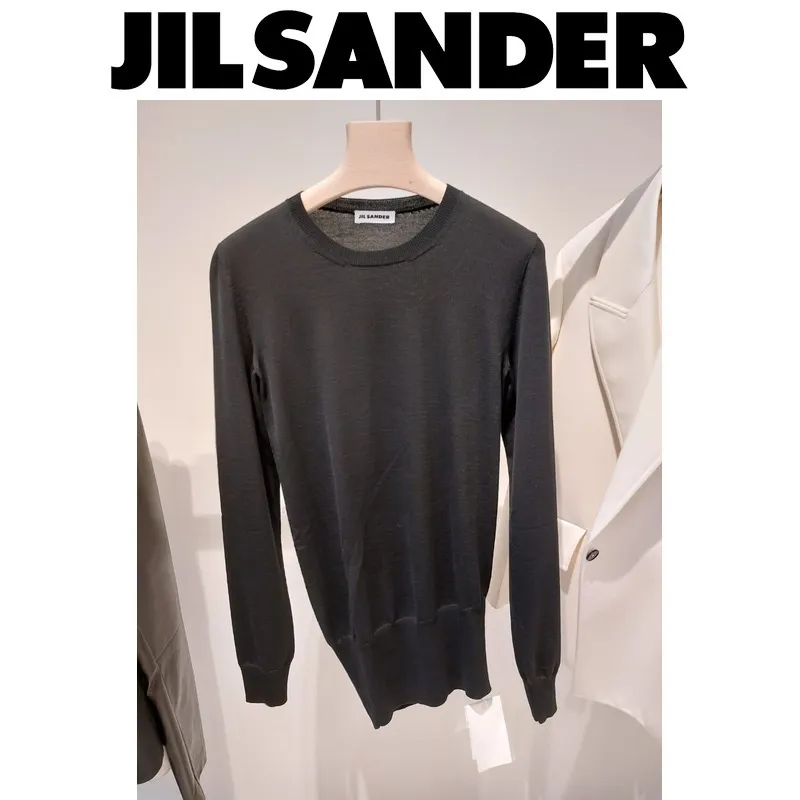 Jil Sander  |Long Sleeves Plain Outlet V-neck & Crew neck