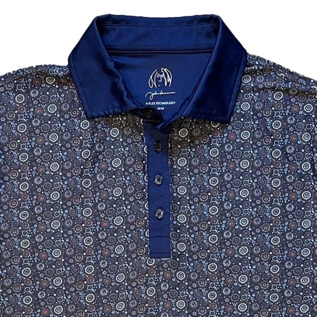 John Lennon Men's Polystretch Pattern Polo - BLUE FLORAL