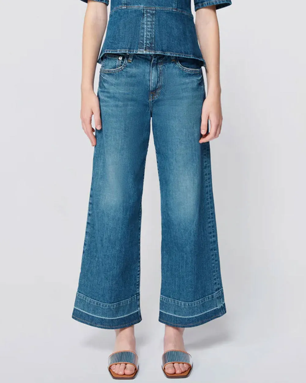 Jude Mid Rise Crop Wide Leg Jean in Coronado