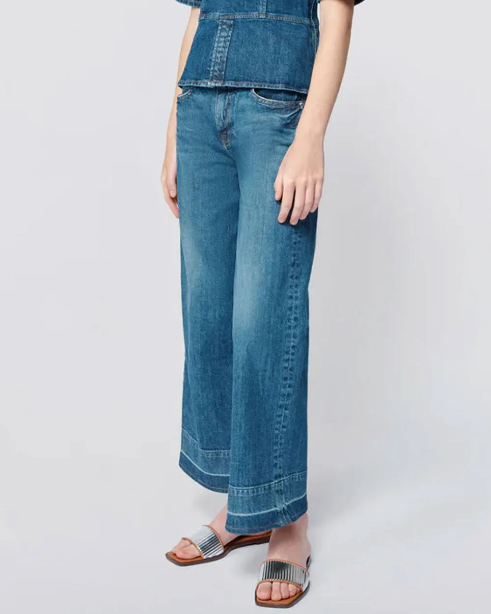 Jude Mid Rise Crop Wide Leg Jean in Coronado