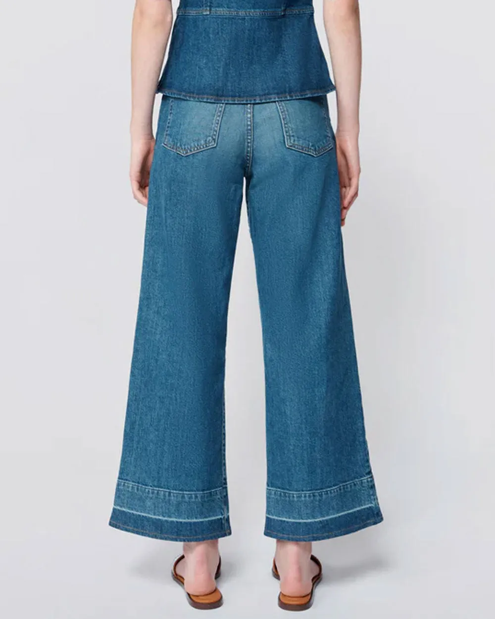 Jude Mid Rise Crop Wide Leg Jean in Coronado