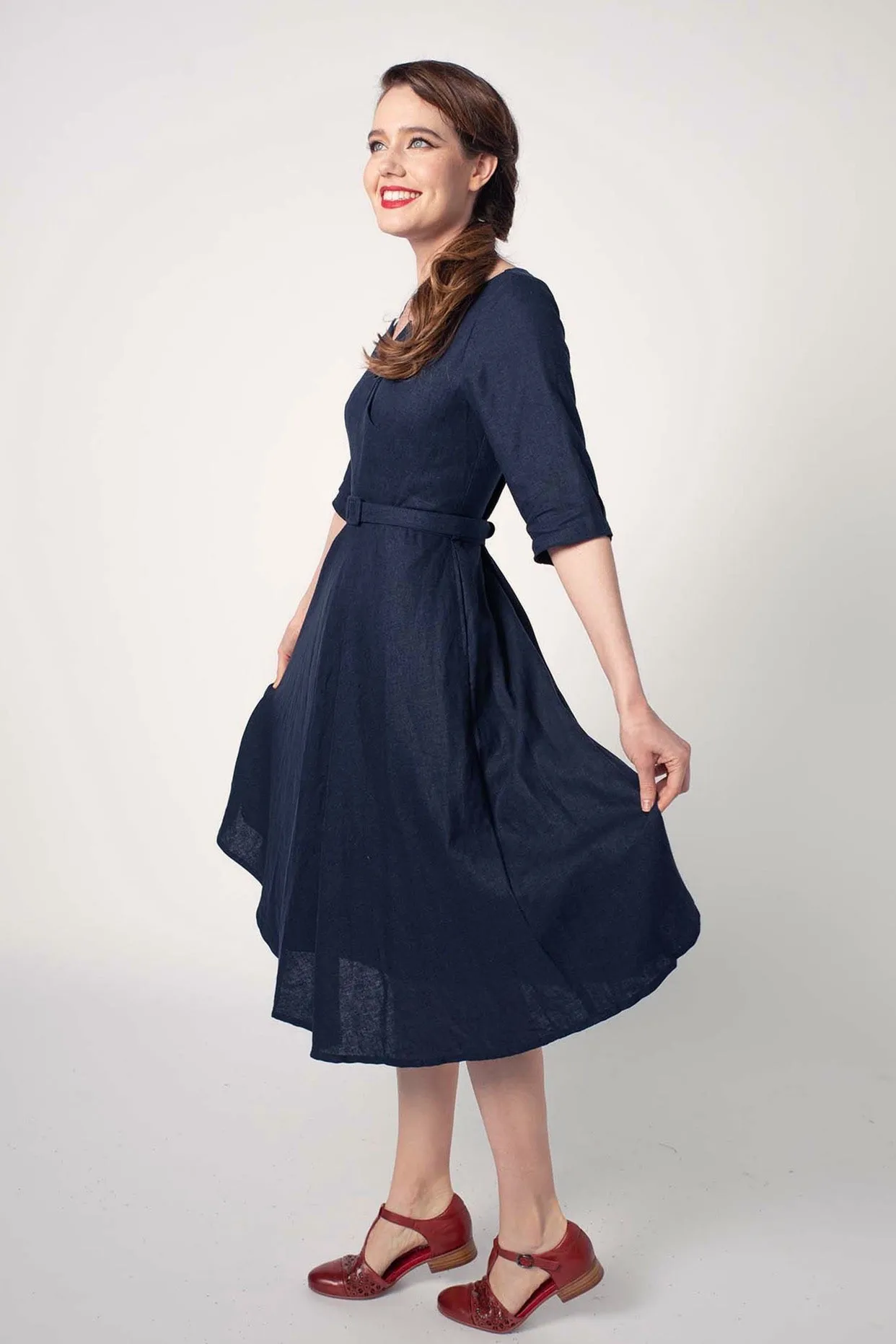 Juliet Cross Collar Navy Dress