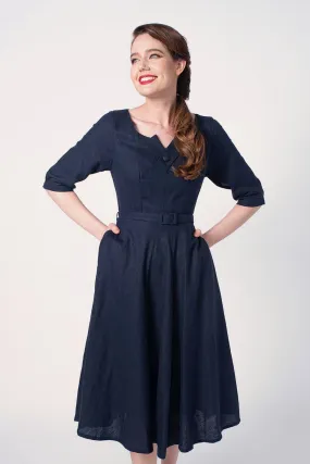 Juliet Cross Collar Navy Dress