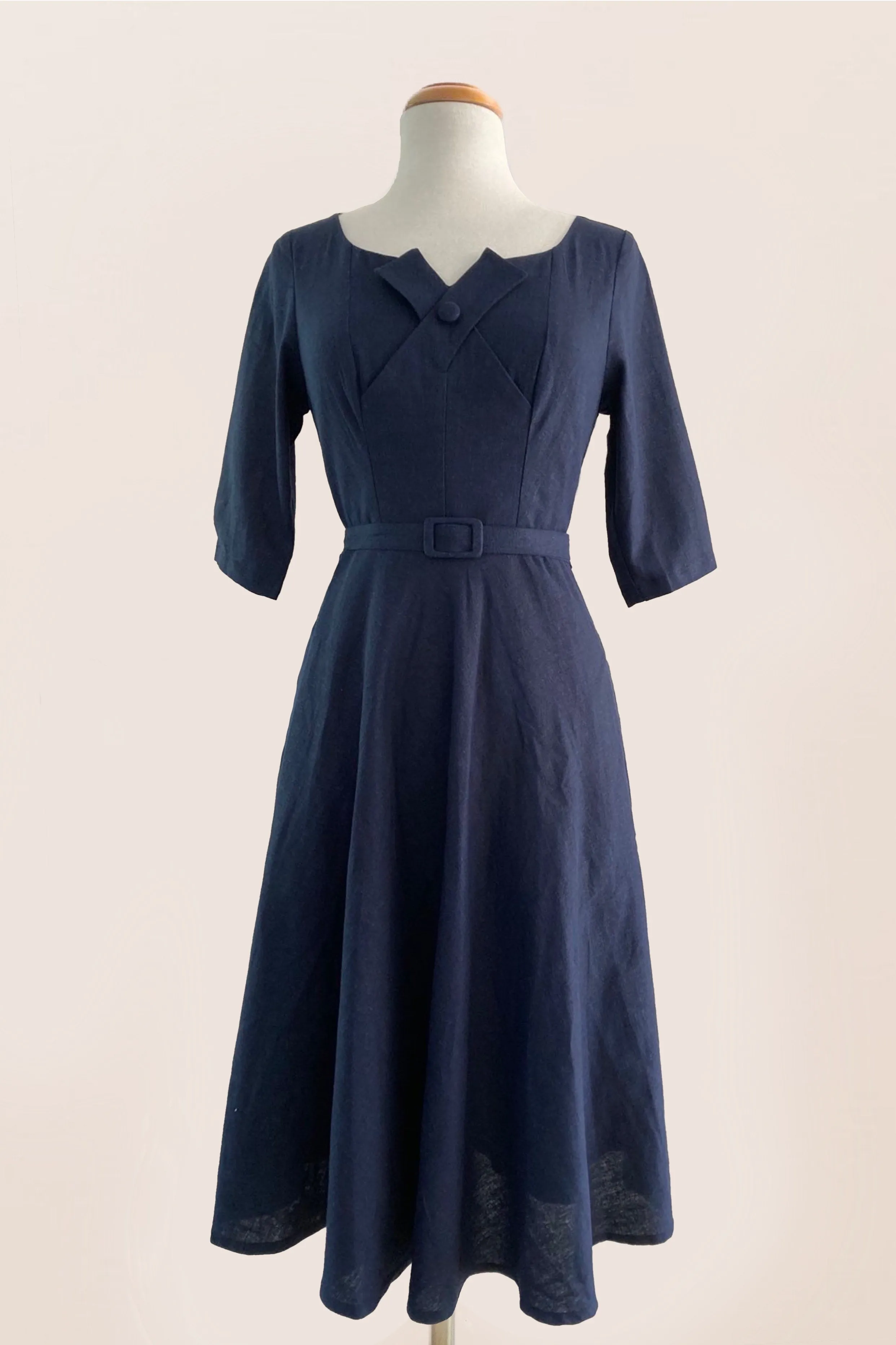 Juliet Cross Collar Navy Dress