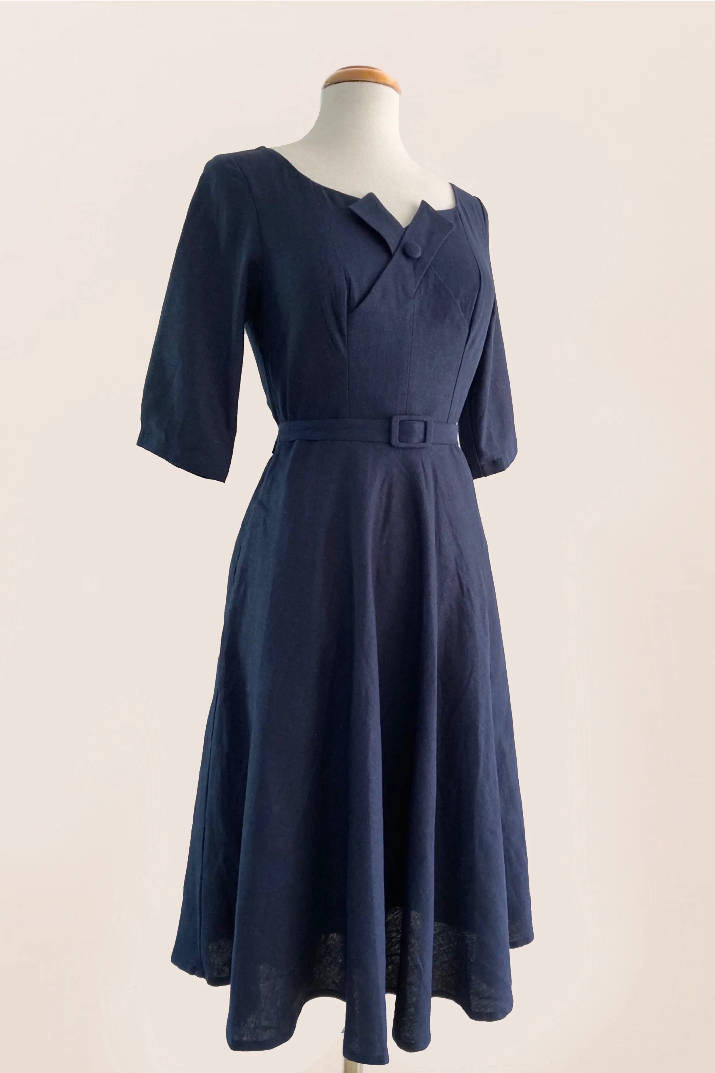 Juliet Cross Collar Navy Dress