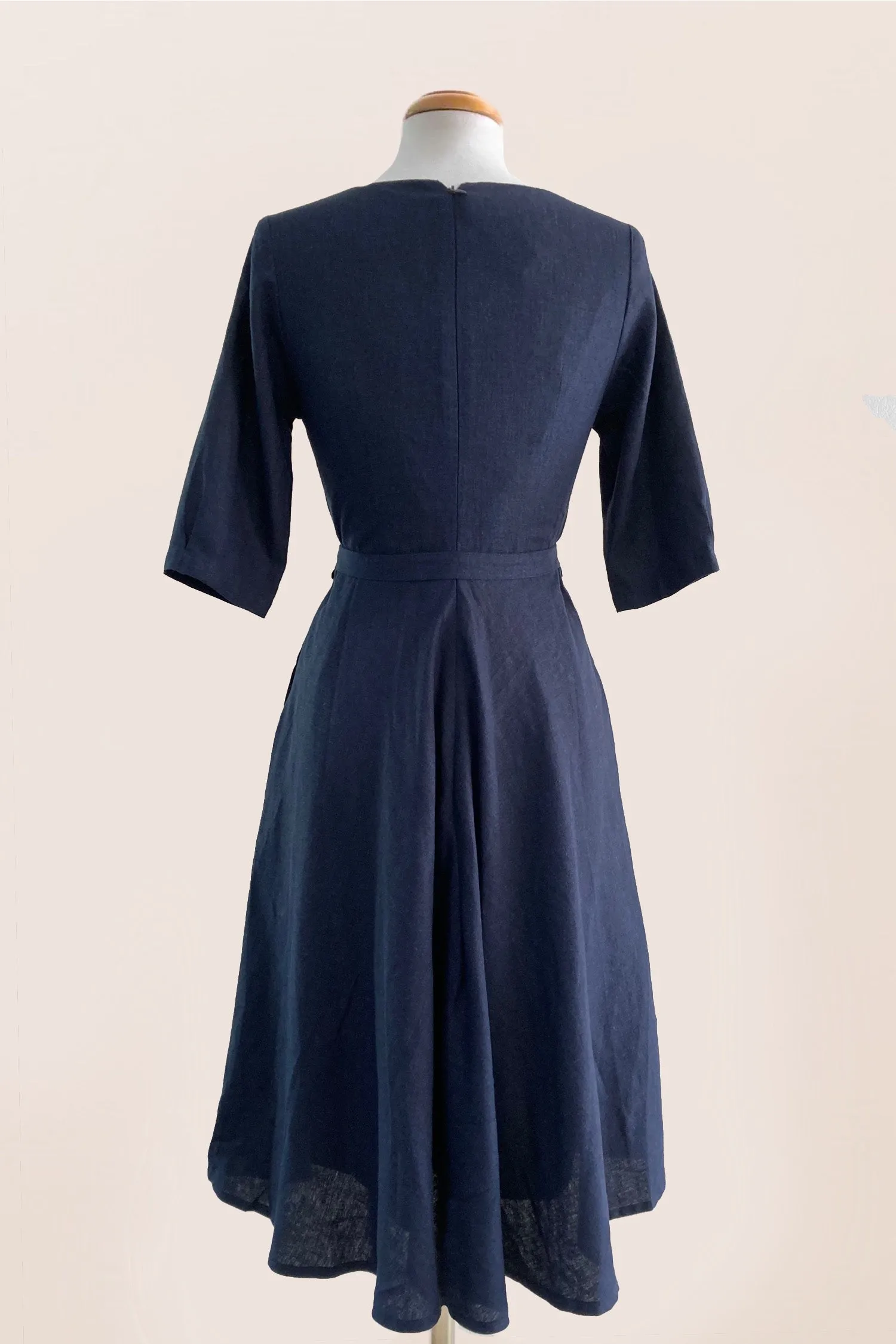 Juliet Cross Collar Navy Dress