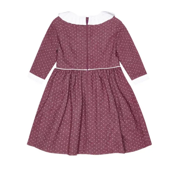 La Coqueta Mulberry And White Polka Dot Dress With Frill Collar: 9 Years